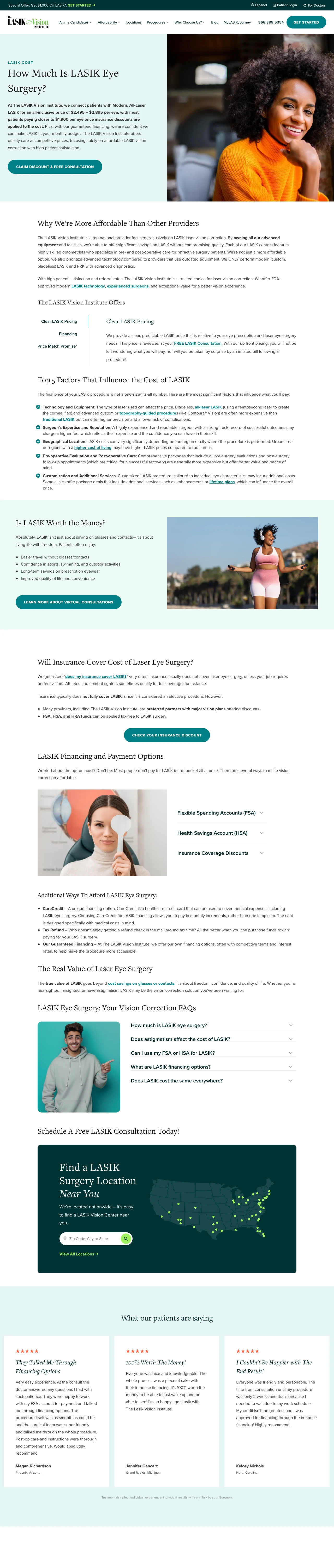 Eye Care / LASIK landing page example