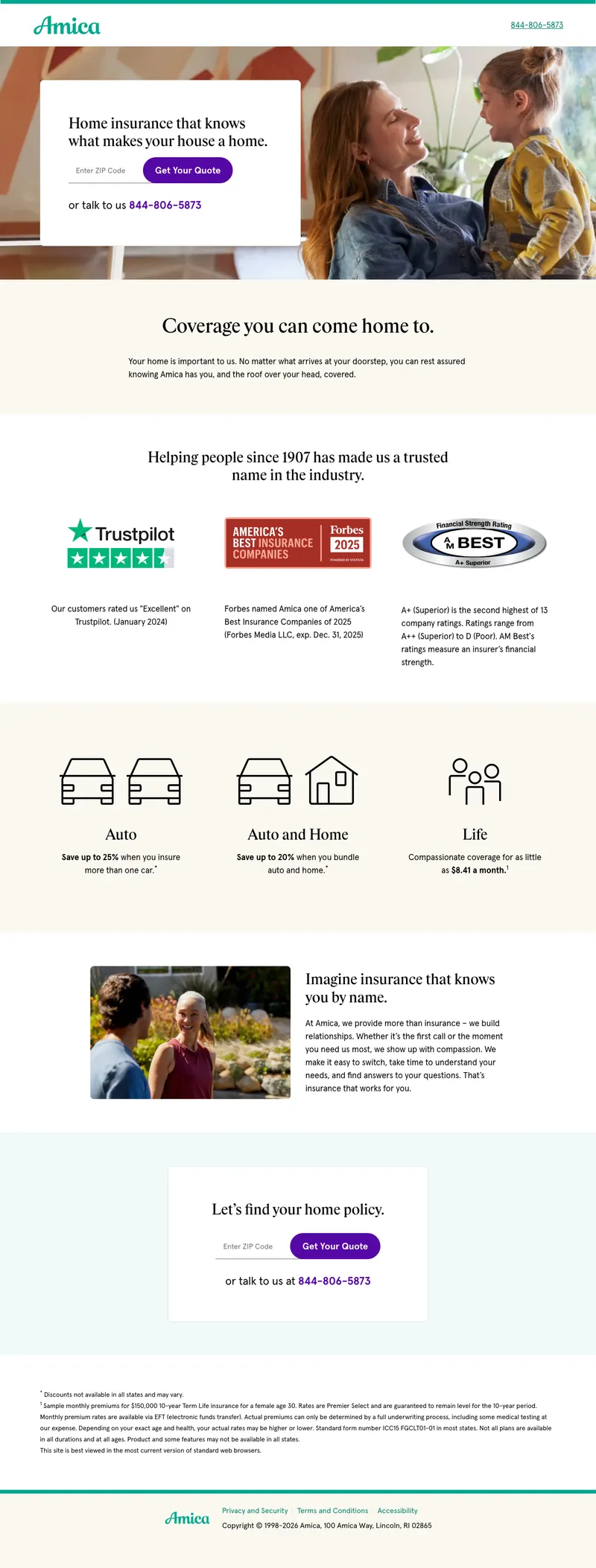 Home Insurance landing page example