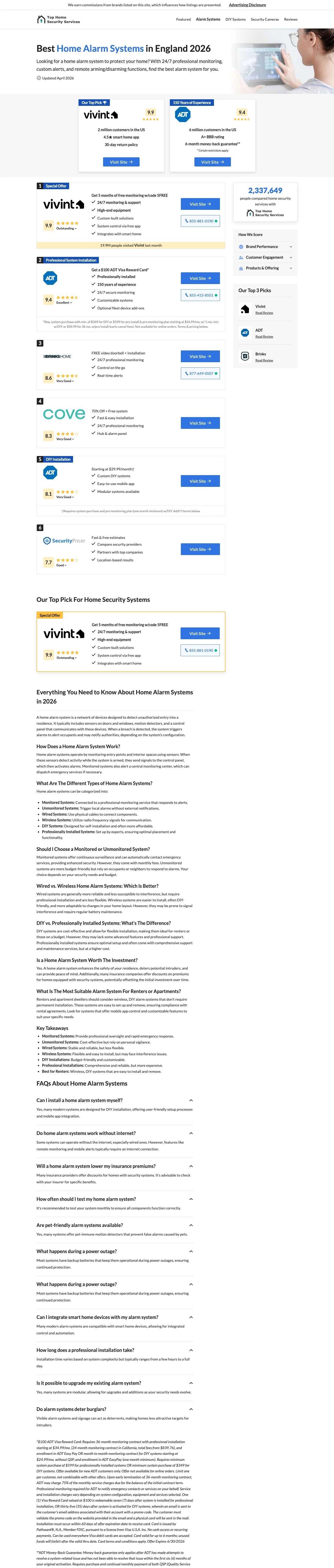 Home Security landing page example