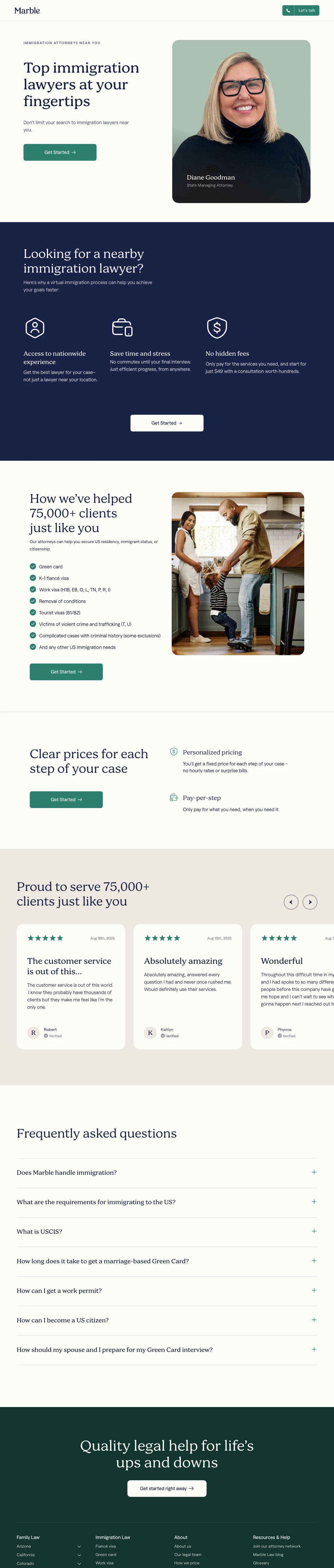 Immigration Law landing page example