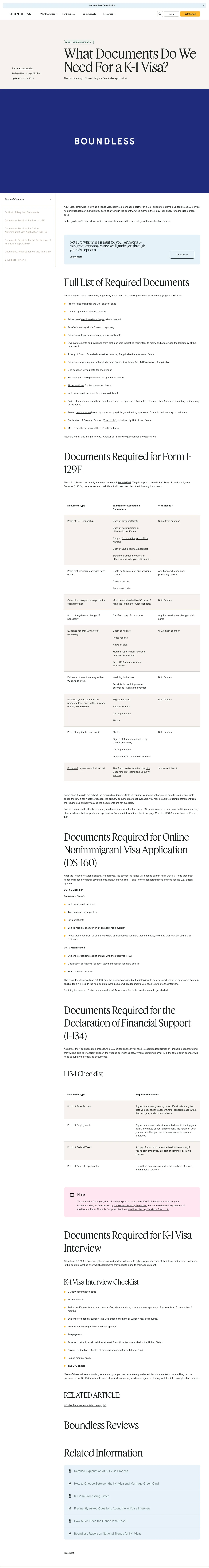 Immigration Law landing page example from boundless.com