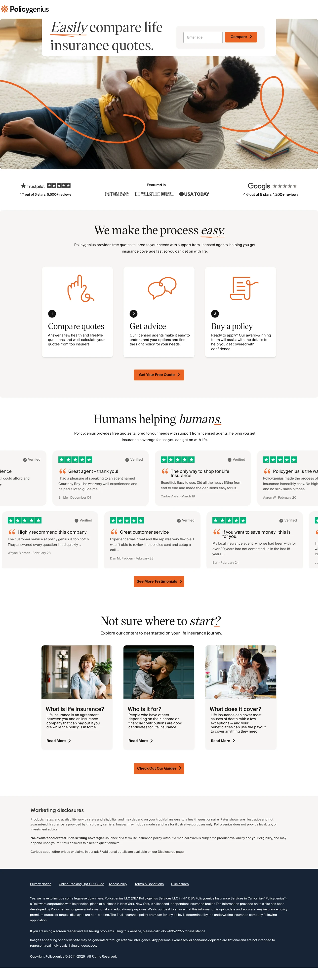 Life Insurance landing page example