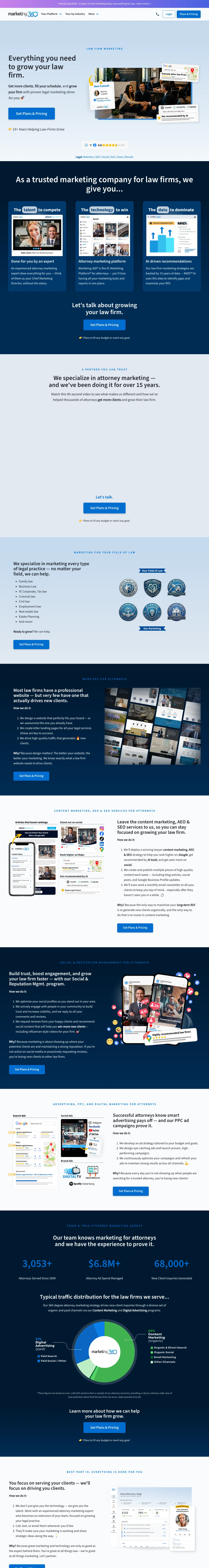 Marketing landing page example from marketing360.com