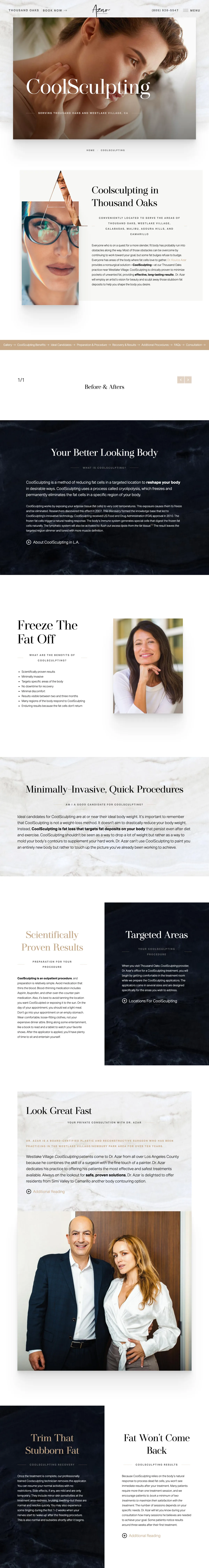 Med spas landing page example from azarplasticsurgery.com