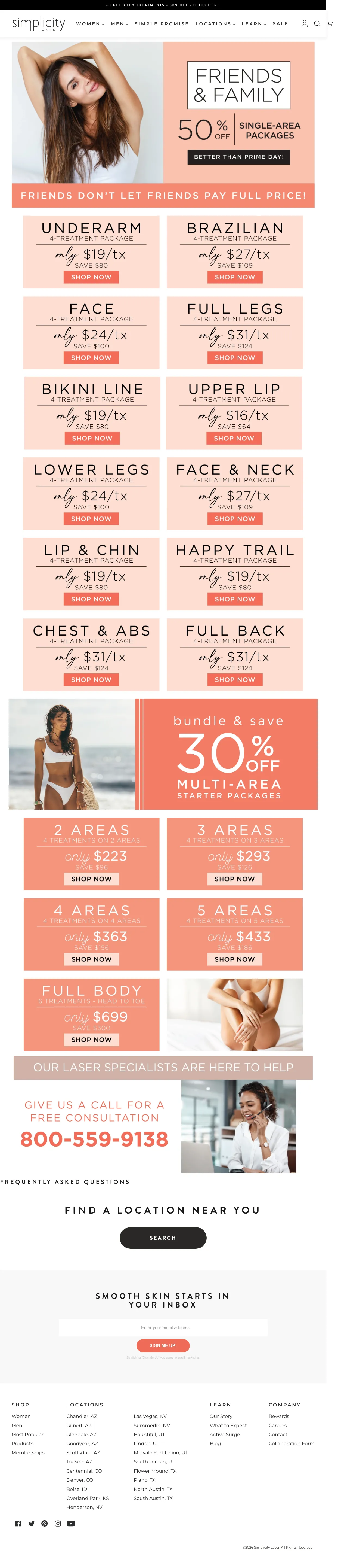Med spas landing page example from simplicitylaser.com