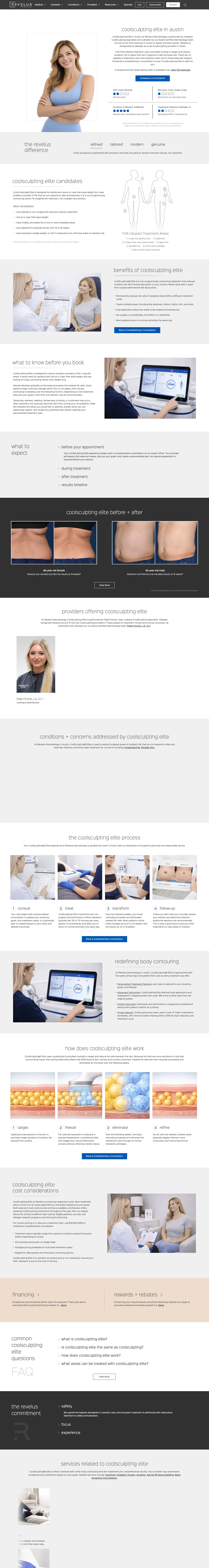 Med spas landing page example from revelusdermatology.com