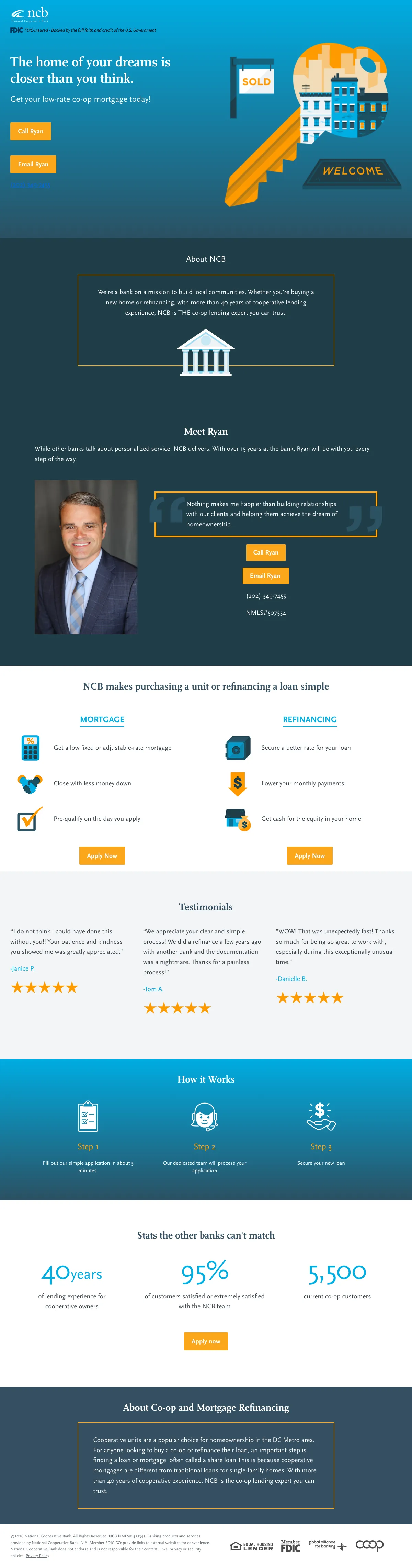Mortgage landing page example from info.ncb.coop