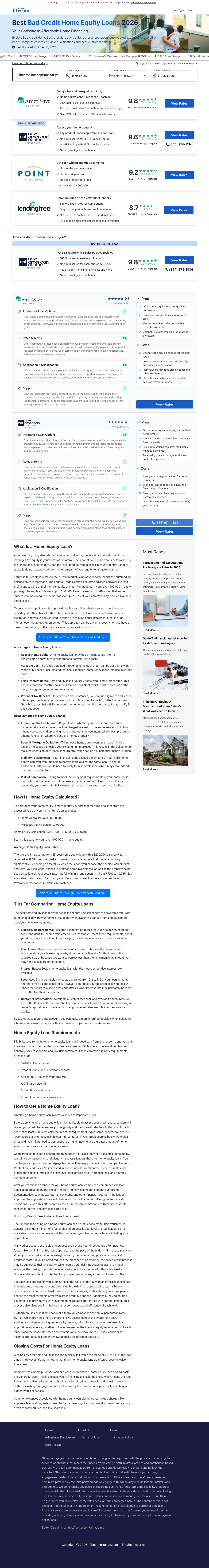 Mortgage landing page example from 10bestmortgage.com