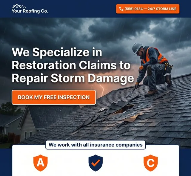 Storm response roofing landing page concept