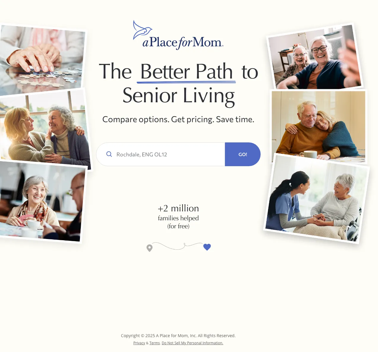 Senior Living landing page example from aplaceformom.com