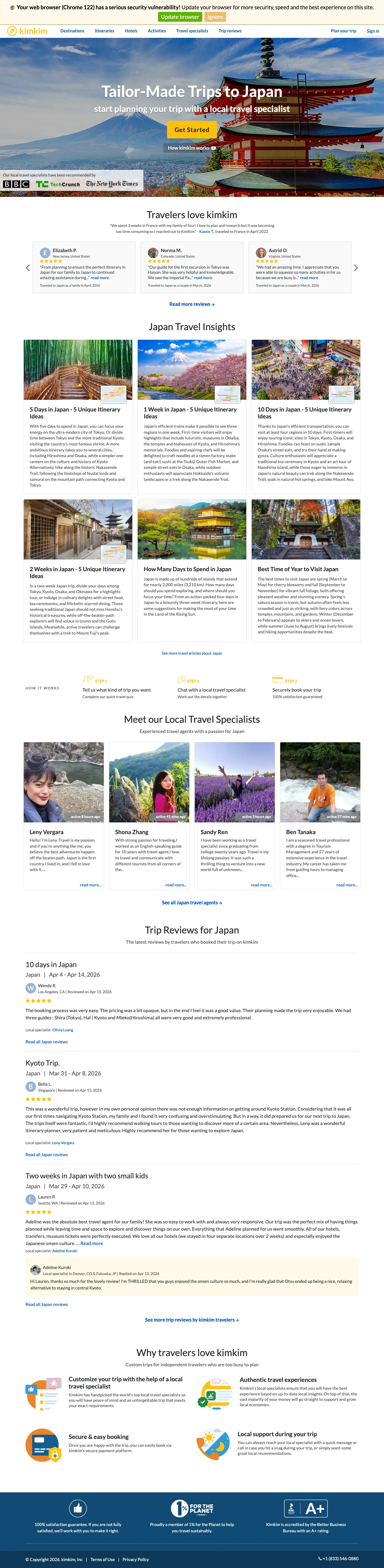 Travel / Vacation Packages landing page example
